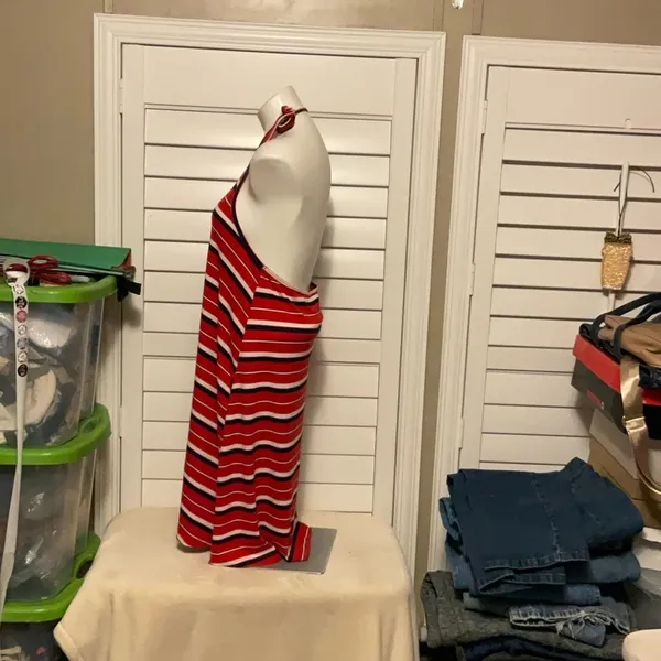 Mossimo Supply Co. Red and White Striped Backless Dress - Image 5