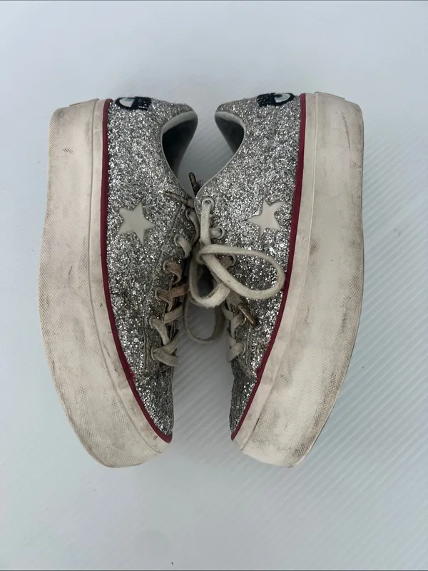 Converse X Chiara Ferragni Glitter Platform Shoes Size 7 - Image 7