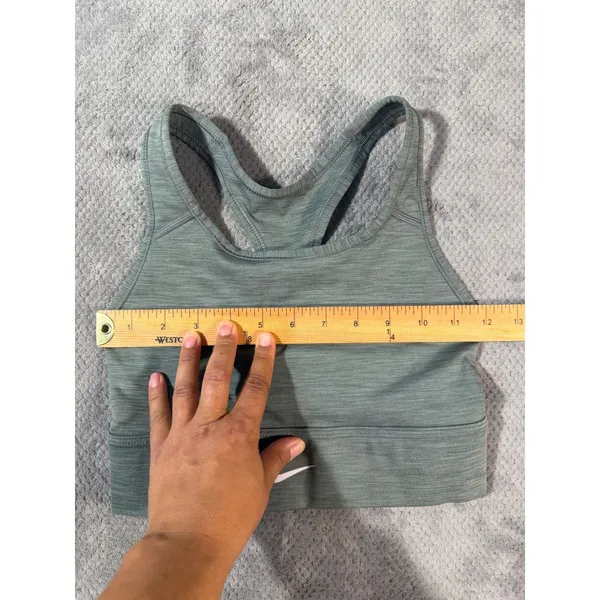 Nike Sz Small Green Heather Racerback Sports Bra Swoosh Stretch Workout Unpadded - Image 5