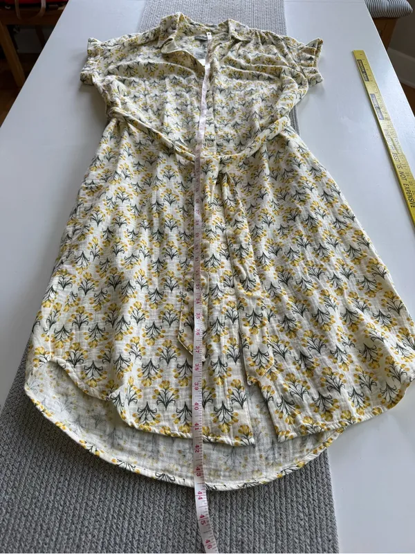 Style & Co. Yellow Floral Cotton Gauze Tie-Waist Midi Shirt Dress Size Small - Image 8