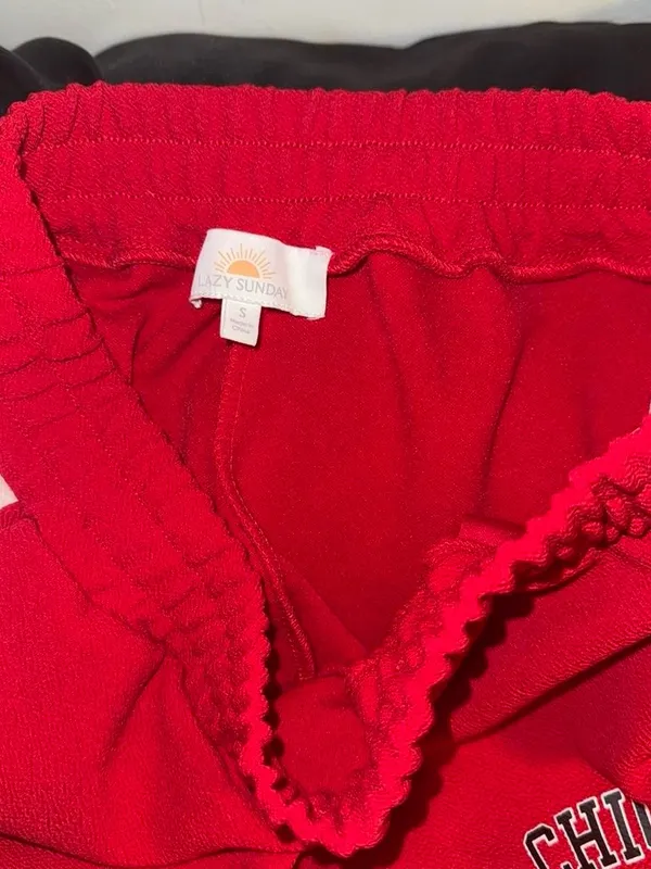 Y2k low rise baggy Chicago Embroidered Red Women's Jogger Pants - Image 3