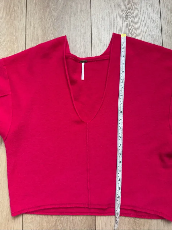 Free People Solitaire 100% Cashmere V-Neck Sweater in Raspberry Hot Pink Small - Image 8