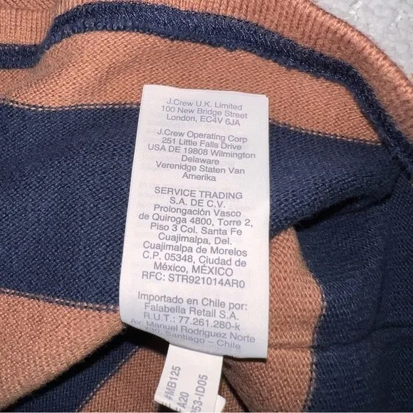Madewell Luxe Long Sleeve Striped Navy & Brown Top Size XXS - Image 5