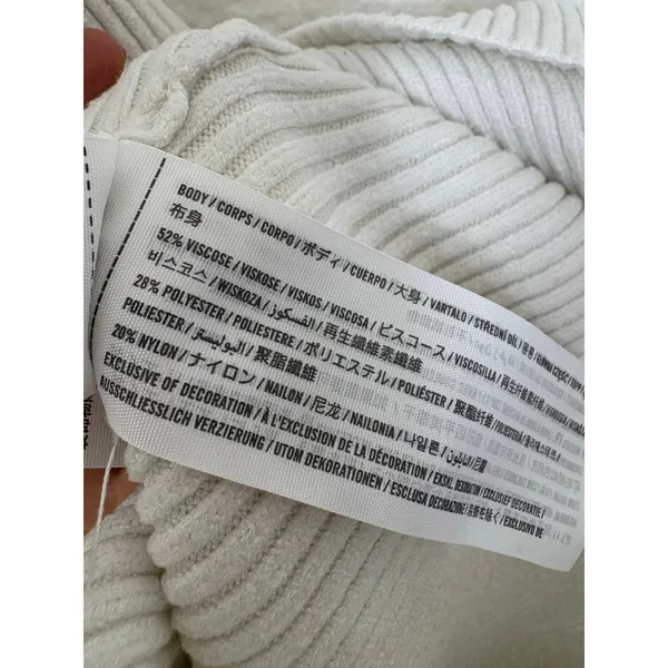 Abercrombie & Fitch Slip Midi Sweater Dress Size XL V-Neck Spaghetti Strap White - Image 7