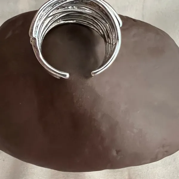 Silver metal stacked wired layer ring - Image 6