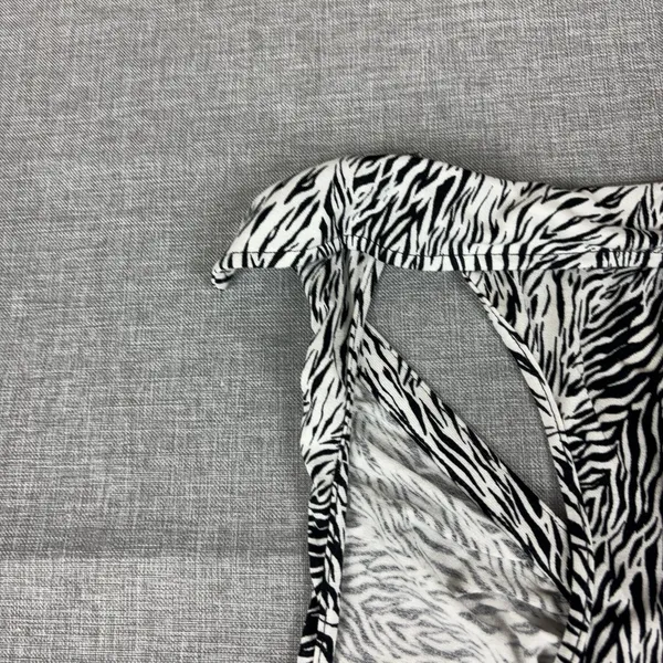 Free People Tank Top Womens M Black White V-Neck Sleeveless Zebra Print - Image 11