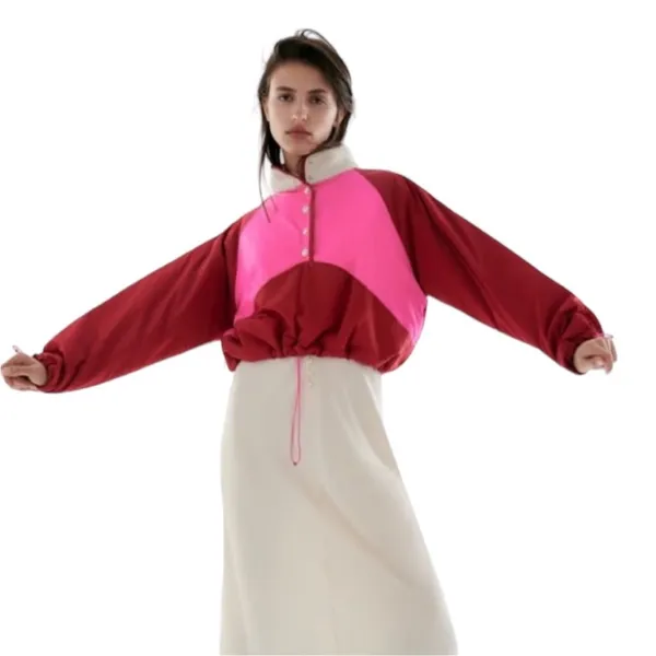 Zara Cropped Shearling Retro Colorblock Jacket M - Image 14