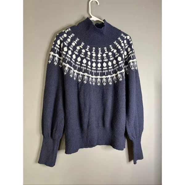 Free Assembly Navy White Sweater with Mock Neck Womens XXL - Image 2