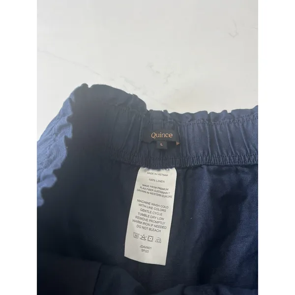 Quince Women's 100% European Linen High Waisted Shorts Deep Navy Size L - Image 4