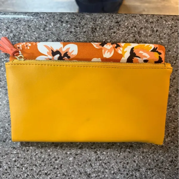 Rachel Pally Yellow Reversible Fold-Over Clutch with Orange Floral Panel - Image 9
