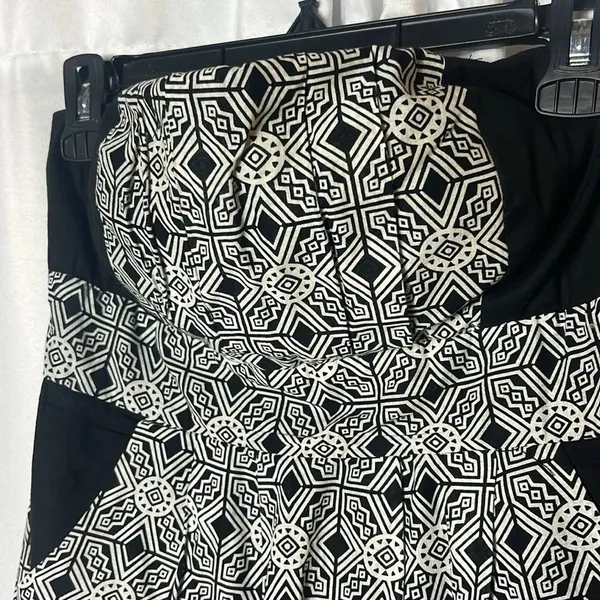 Rhapsody Geometric Bohemian Mini Dress Size L Smocked Boho Chic - Image 7