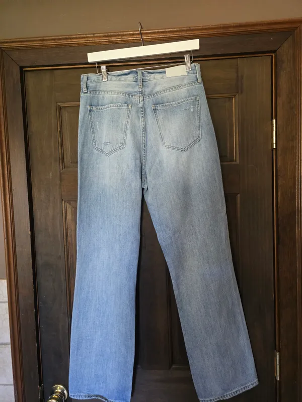 O pistola Distressed Faded Light Blue Denim Jeans Button Fly Sz 28 - Image 4