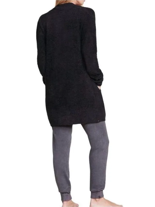 Barefoot Dreams CozyChic Lite Long Cardigan S/M Black Open Front Style 436 - Image 2