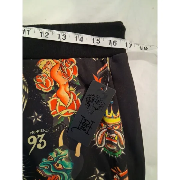 NEW Ed Hardy Flashboard Track Pants Black Gold Embroidered Women's Size L Skull - Image 5