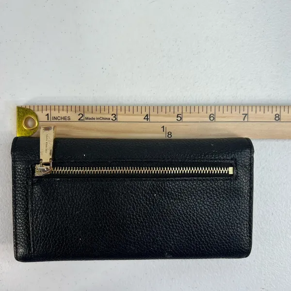 MICHAEL‎ KORS Envelope Wallet Large Black Pebble Leather Tri-Fold Gold Tone Logo - Image 13