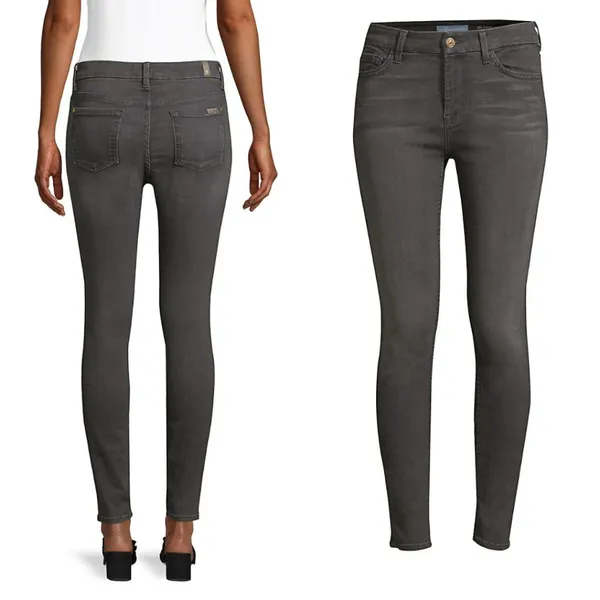 7 For All Mankind Gray High‎ Waist Ankle Skinny Jeans - Image 2