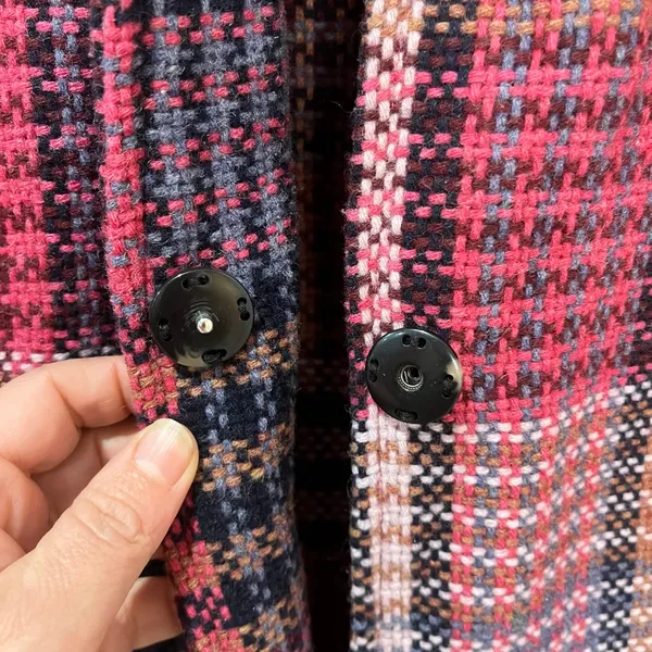 Rachel Zoe Plaid Tweed Wool‎ Blend Coat Pink Check Longline Jacket Size M - Image 5