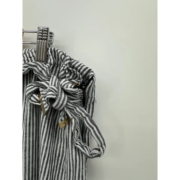 Michael Kors Black Striped Linen Wide Leg Pants Womens 16 Coastal‎ Resort - Image 7