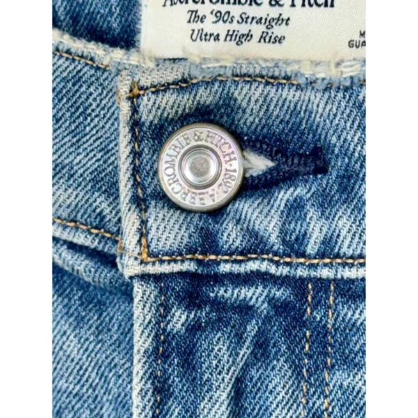 Abercrombie & Fitch 90s Straight Ultra High Rise Blue Denim Jeans Size 25 0 S - Image 5