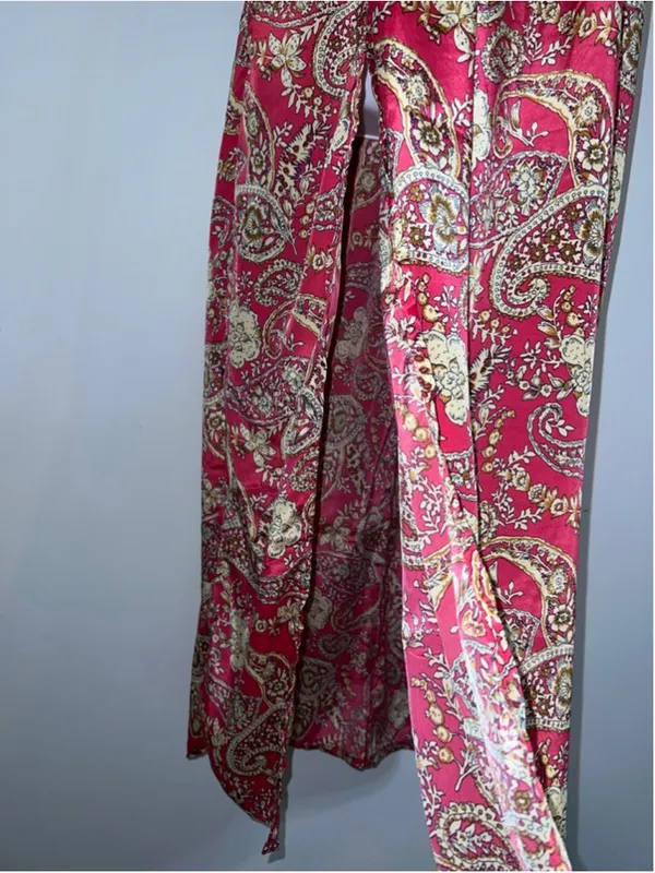 Women's Earthbound Trading Red Beige Paisley Off-Shoulder Maxi Dress XL - Image 3