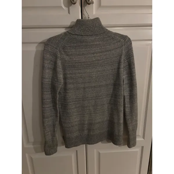 J.Crew Mercantile Womens Grey Heathered Turtleneck Cotton Wool Blend Sweater S - Image 4