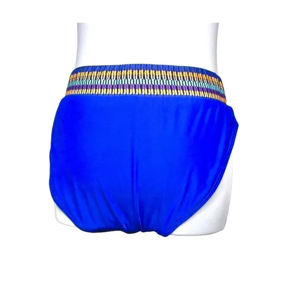 Shein High Waist Cheeky Tribal Blue Swim Bottom Swimwear LARGE Coastal‎ Bright - Image 2