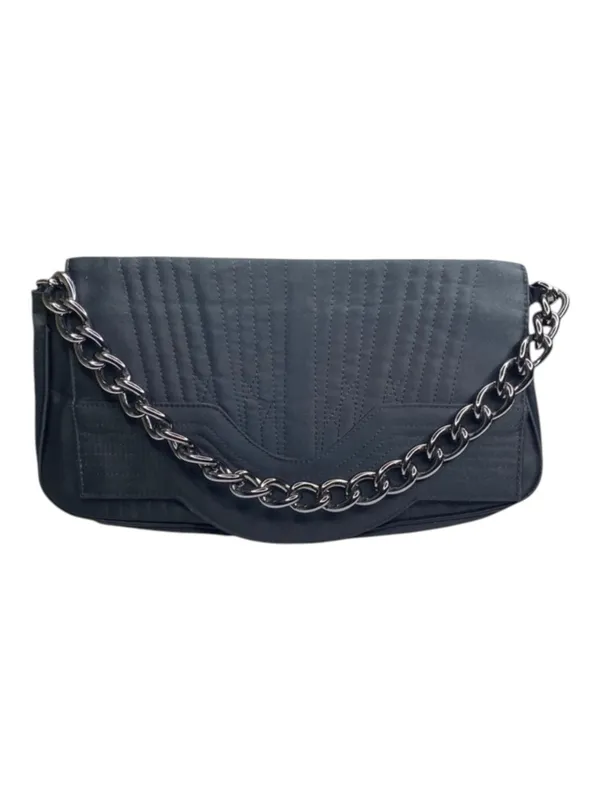 VanEli ❁ Sophisticated Metallic Gunmetal Chain Handle Bag Handbag ❁ Shiny Black - Image 15