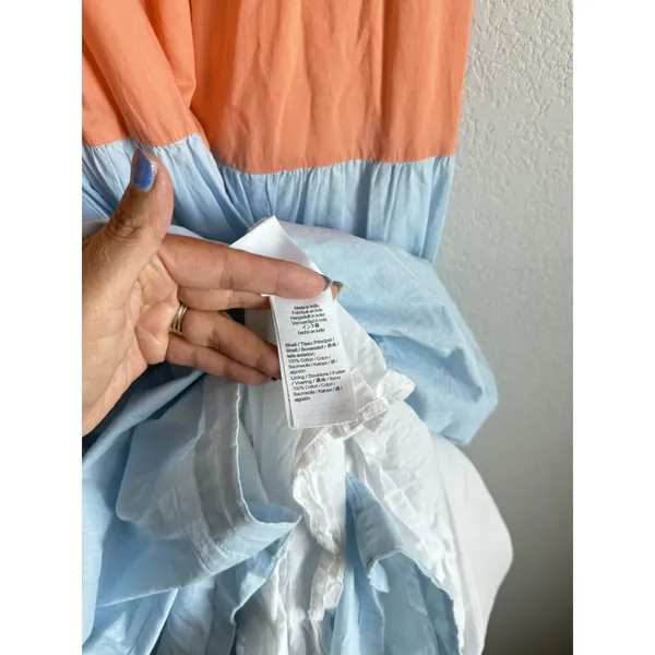 J.Crew Sunset Colorblock Tiered Maxi Sundress Coastal Boho‎ Summer Poplin Size 4 - Image 11