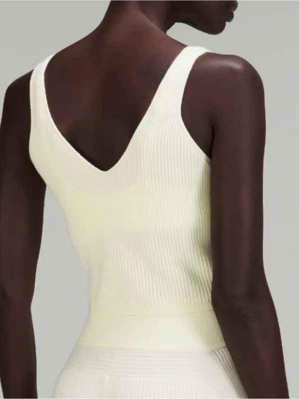Lululemon Ribbed Knit Cropped Tank Top Lemon Sorbet NWT attached Size 12 - Image 2