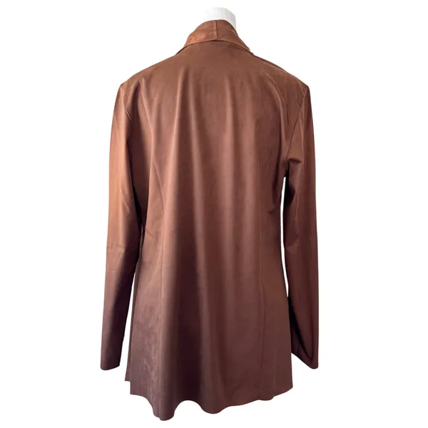 Soft Surroundings Chocolate Brown Faux Suede Lightweight Open Front Jacket - Image 5