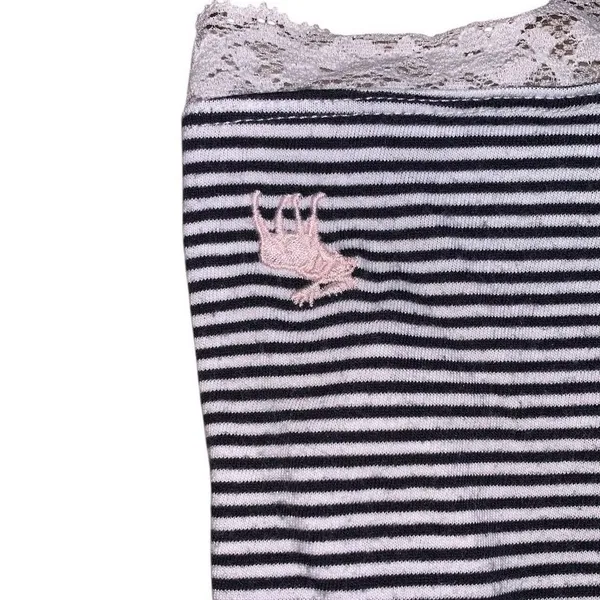 Abercrombie Kids‎ Tank Top Girls 13/14 Blue Striped Lace Trim Keyhole Preppy - Image 3