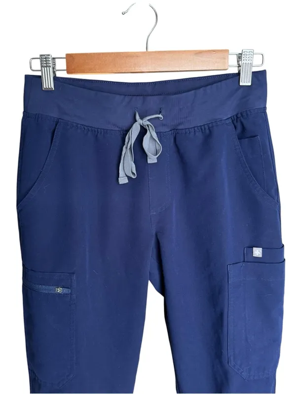 FIGS - Yola Skinny Scrub Pants Navy High Waisted Stretch Jogger Style Size SP - Image 4