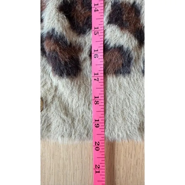 Zara Animal Jacquard Knit Cardigan Leopard Print Round Neck Size Small - Image 5