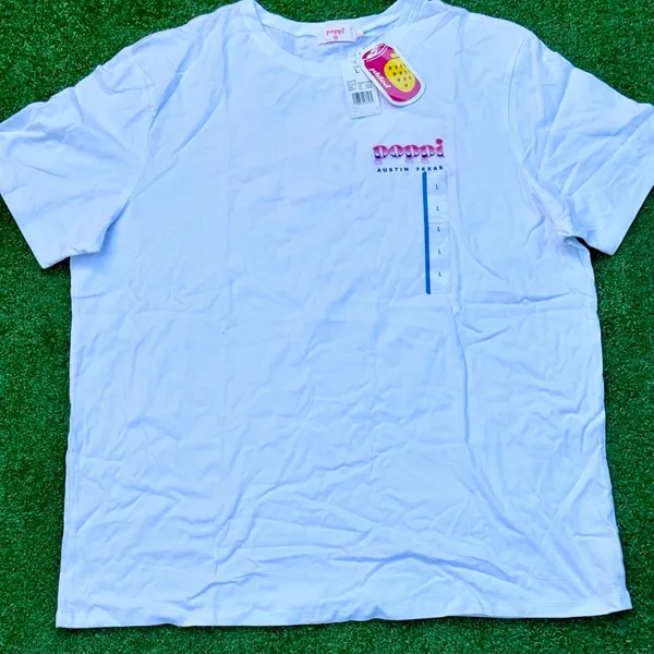 Poppi T Shirt The Ultimate Soda Serve Shirt Graphic White Tee New With Tags - Image 2