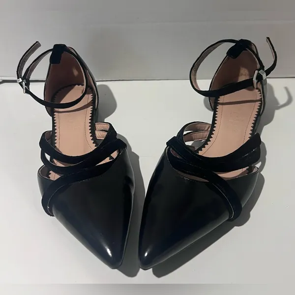INCH2 Leather Strappy Pointed Toe Velvet Strap Ballet Flats EU Size 36‎ (US 5.5) - Image 13