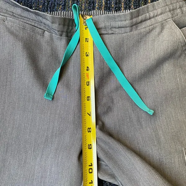 Figs womens Cargo Pants in Gray with Teal Accent - Image 4