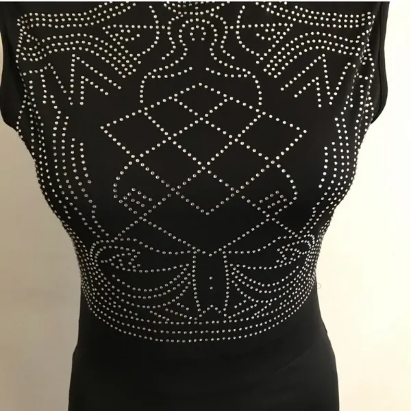 Size Large Long Rhinestone black sleeveless dress - Image 3