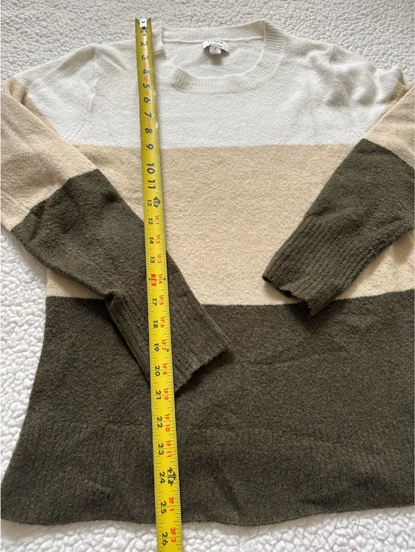 J. Crew Colorblock Crewneck Sweater Neutral Earthy Tones Quiet Luxury Knit S - Image 2