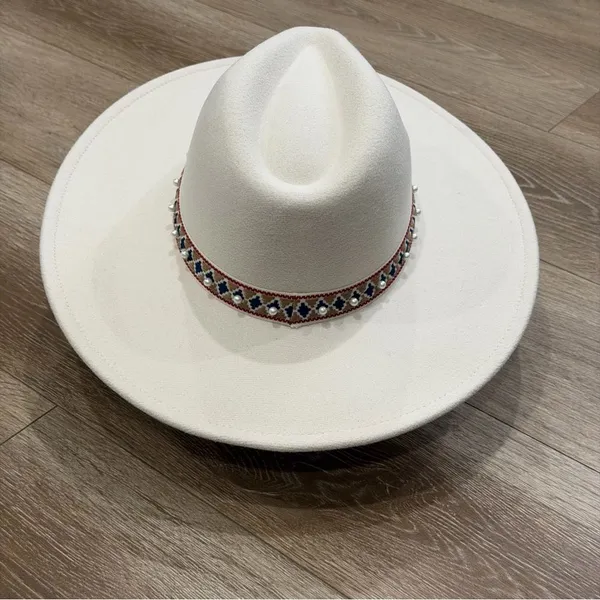 NWT Pearl Band Fedora Hat Boho One Size Boutique - Image 6