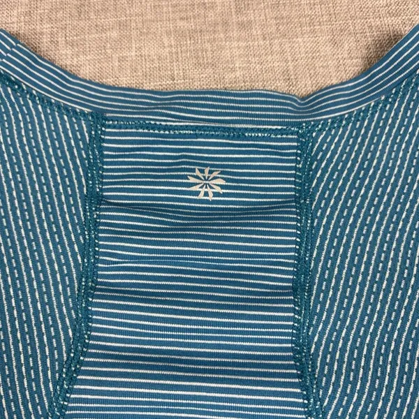 Athleta Shirt Womens Small Blue Striped Crew Neck Lightweight Athletic Top - Image 9