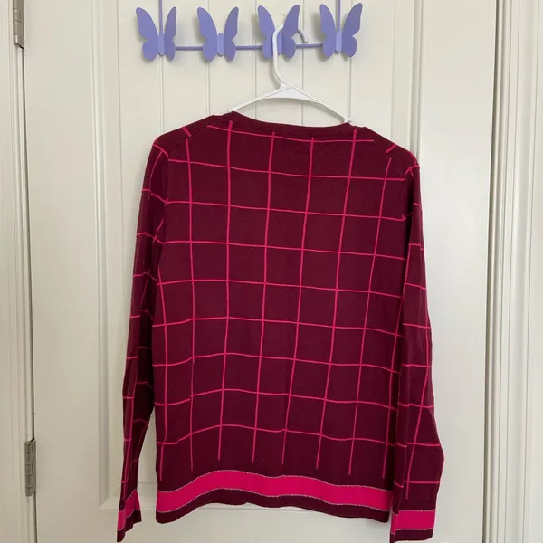 EUC | A New Day women’s maroon pink checkered‎ plaid button cardigan sweater XL - Image 6