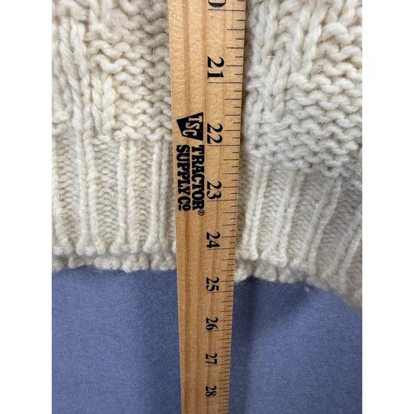 Vintage Career Club Sportswear Cream Wool Blend Chunky Knit Sweater XL USA Made - Image 5