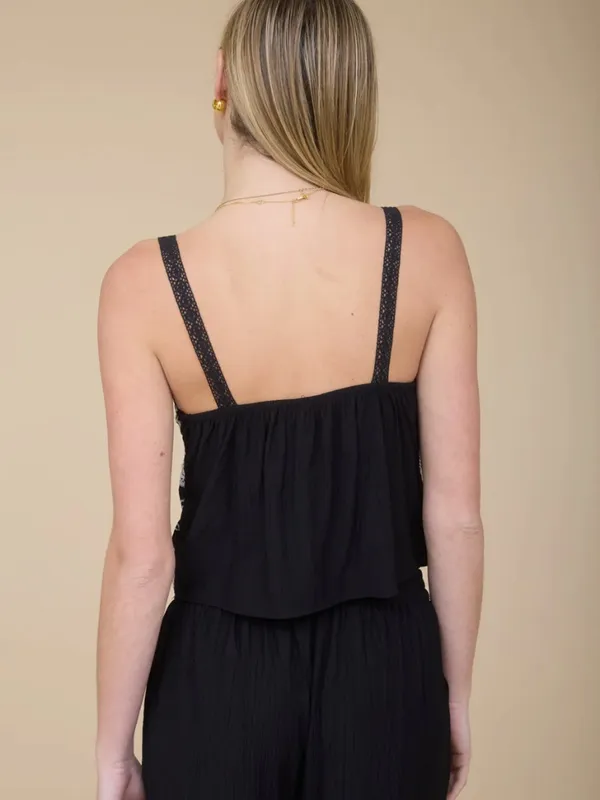 NEW The Workshop Floral Embroidered Checkered Lace Spaghetti Strap Top – Small - Image 2