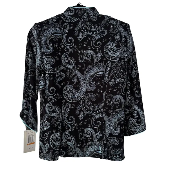 Alex Evenings Womens 2 Piece Twin‎ Set Jacket Tank Paisley Blue Black Small NWT - Image 7
