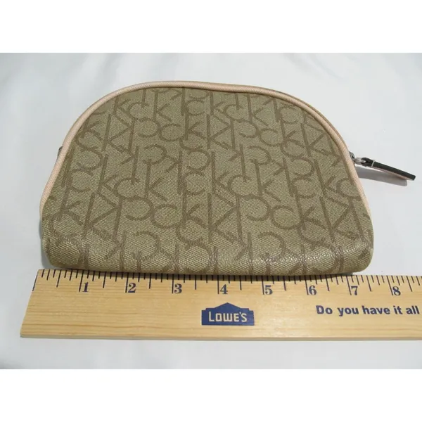 Calvin Klein CK Logo Cosmetic Bag | Beige Monogram Makeup Bag | Preowned - Image 2