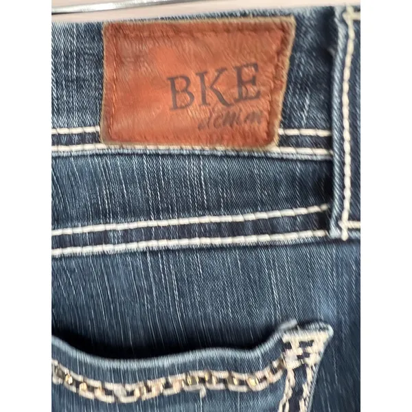BKE Harper Bootcut Jeans Womens 33L Dark Wash Rhinestone Embellished Mid‎ Rise - Image 10