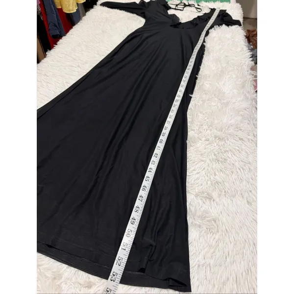 Hello Molly Date at Nine Mesh Ruffle Long Sleeve Maxi Dress in Black Size 4 - Image 6