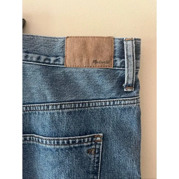 Madewell The Rail Straight Leg Jeans Womens Size 33 Large Raw Hem Medium Wash - Image 6