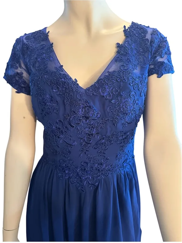 Gown Gallery Lace & Chiffon Mother of the Bride Dress Royal Blue Size 8 NWT - Image 2