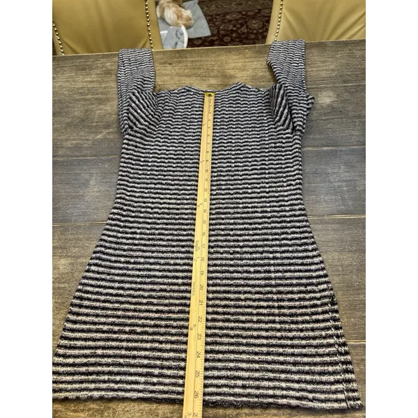 Theory Blue Gray Striped Texture Rib Stretch Sweater Crewneck Size Small - Image 13